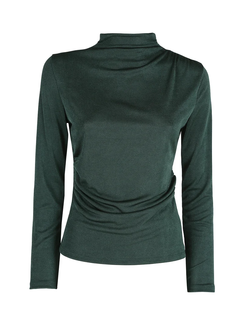 Maglia donna accollata a maniche lunghe - verde