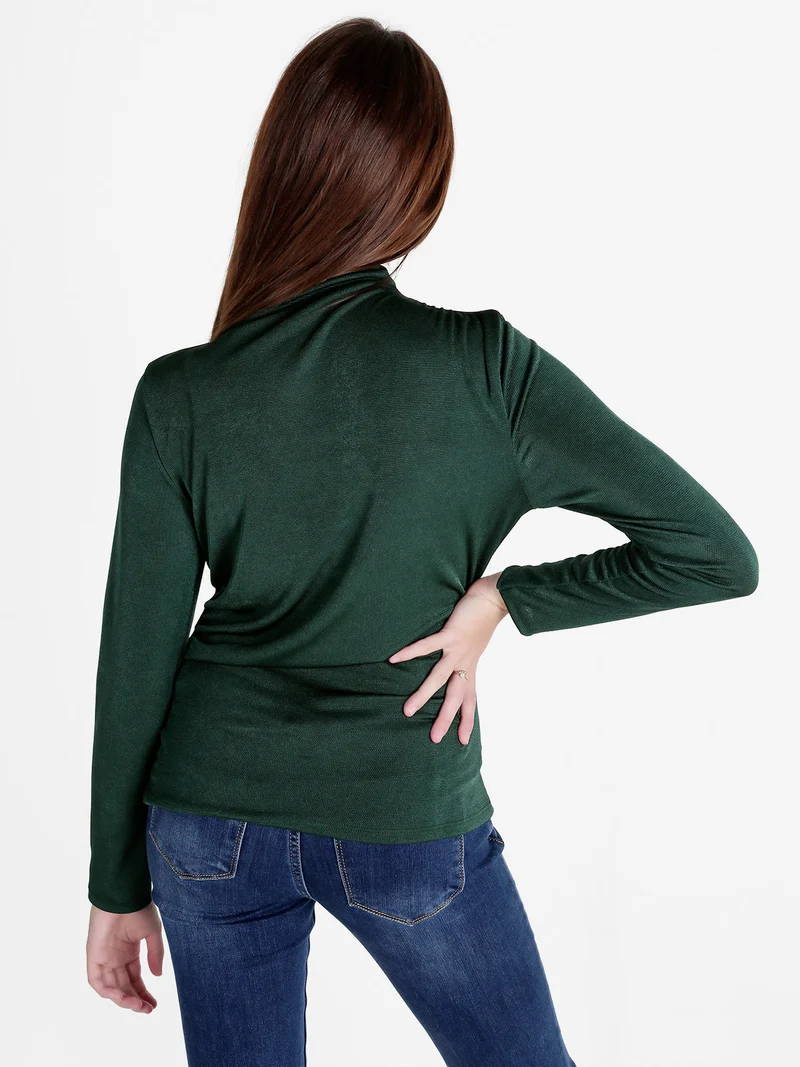 Maglia donna accollata a maniche lunghe - verde