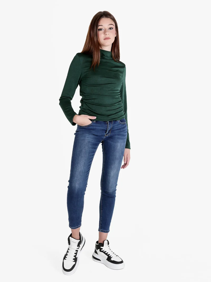 Maglia donna accollata a maniche lunghe - verde