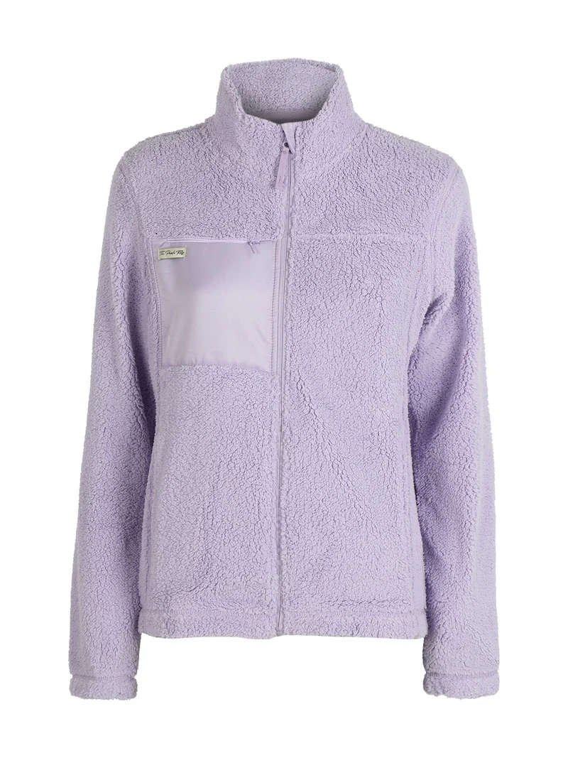 Felpa teddy da donna con cerniera - lilla