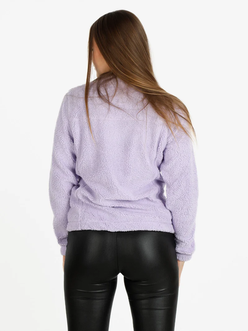 Felpa teddy da donna con cerniera - lilla