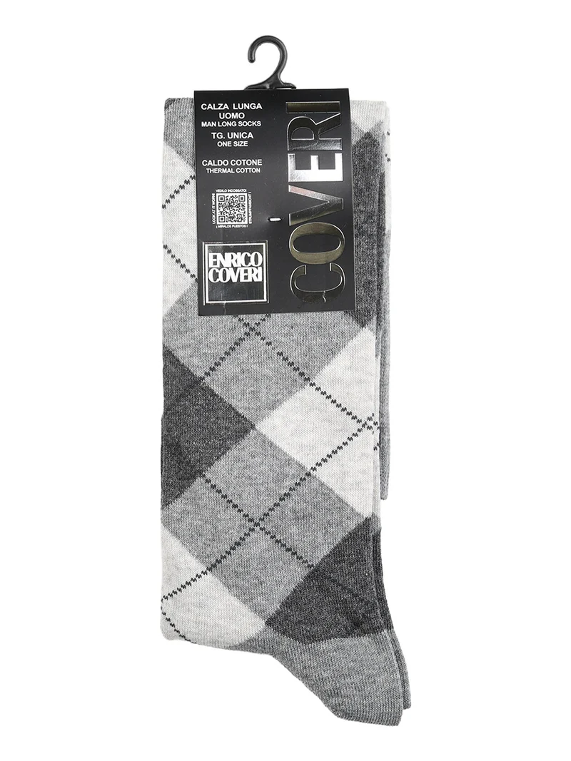 Calze lunghe da uomo a rombi in caldo cotone - grigio chiaro