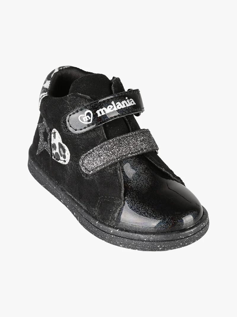 Scarpe da bambina con cinturini a strappo e zip - nero