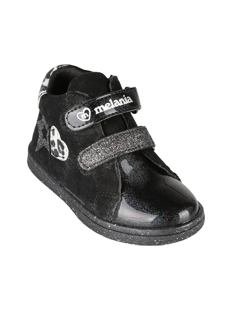 Scarpe da bambina con cinturini a strappo e zip - nero