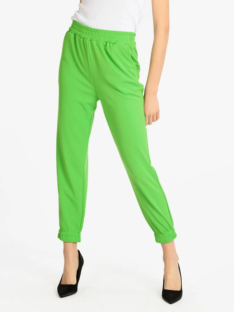 Pantaloni morbidi donna con polsino - verde