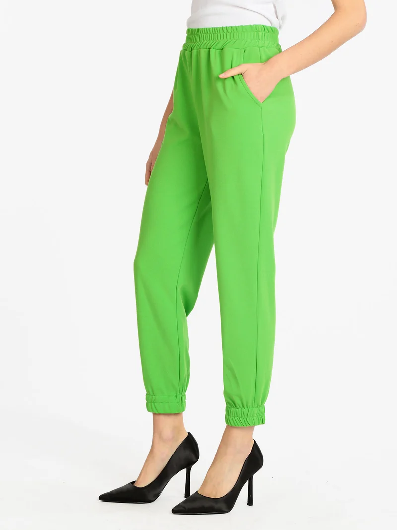 Pantaloni morbidi donna con polsino - verde