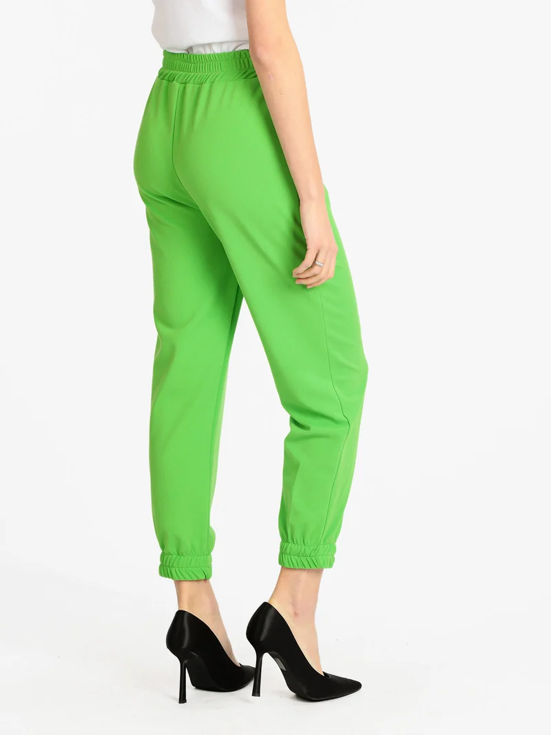 Pantaloni morbidi donna con polsino - verde
