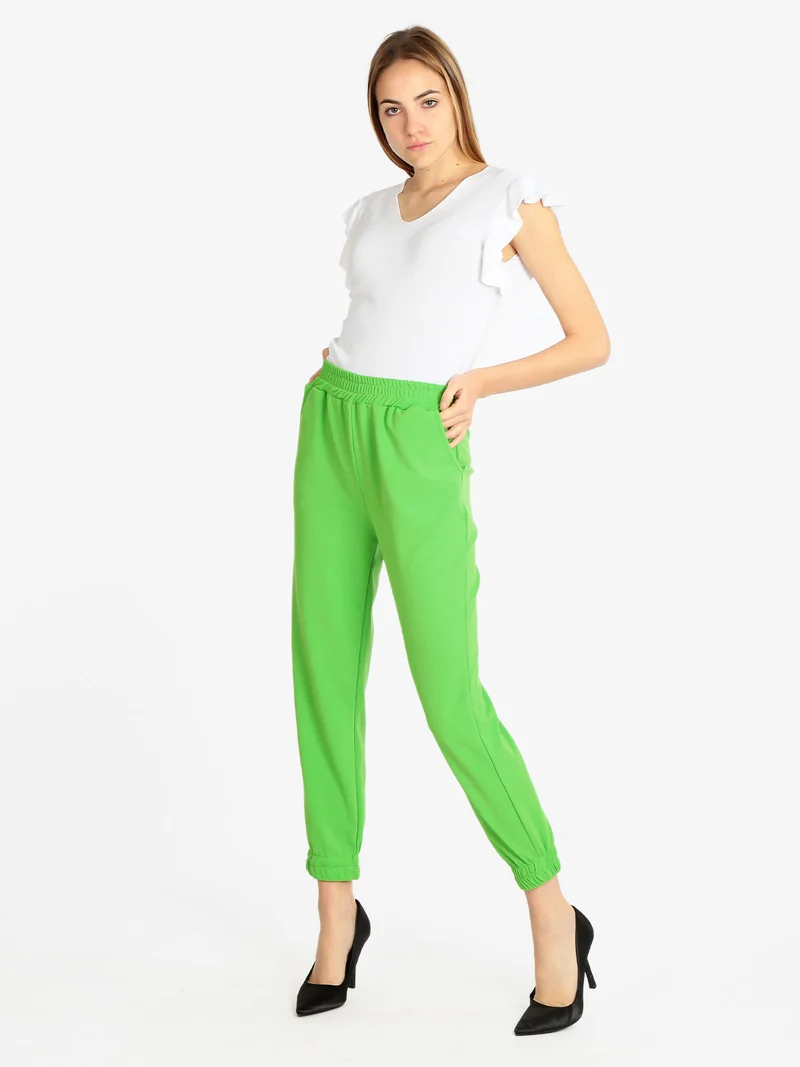 Pantaloni morbidi donna con polsino - verde