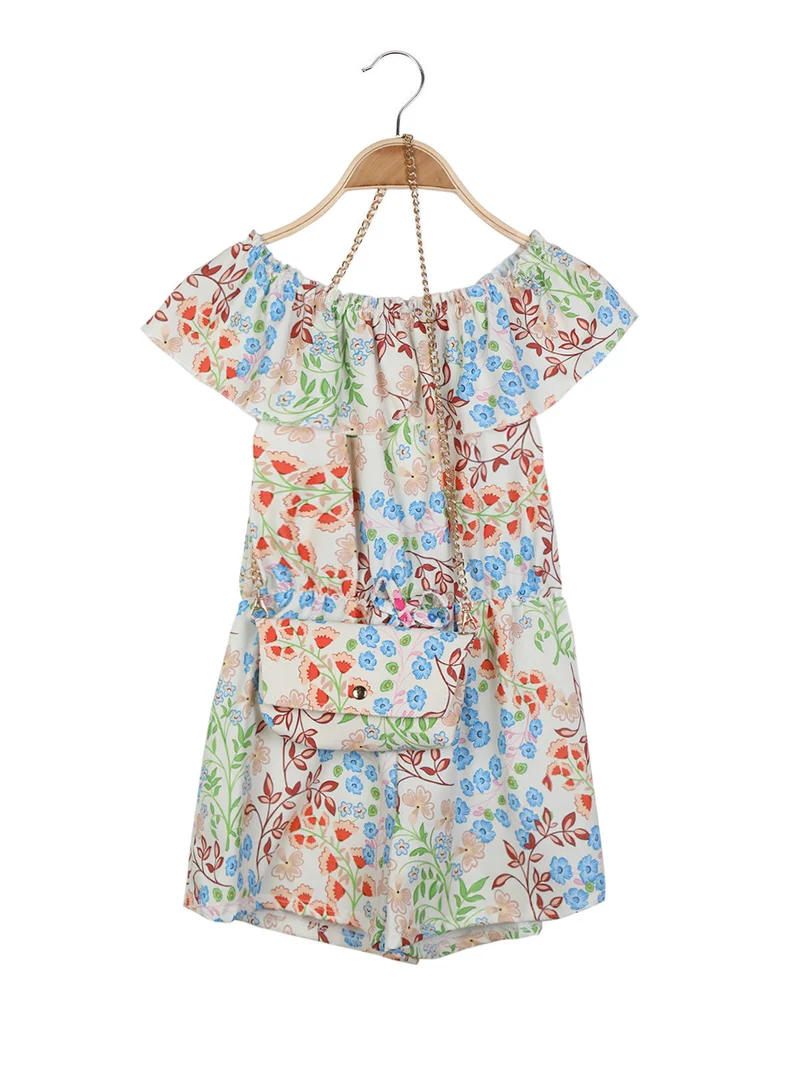 Tutina jumpsuit da bambina a fiori - verde