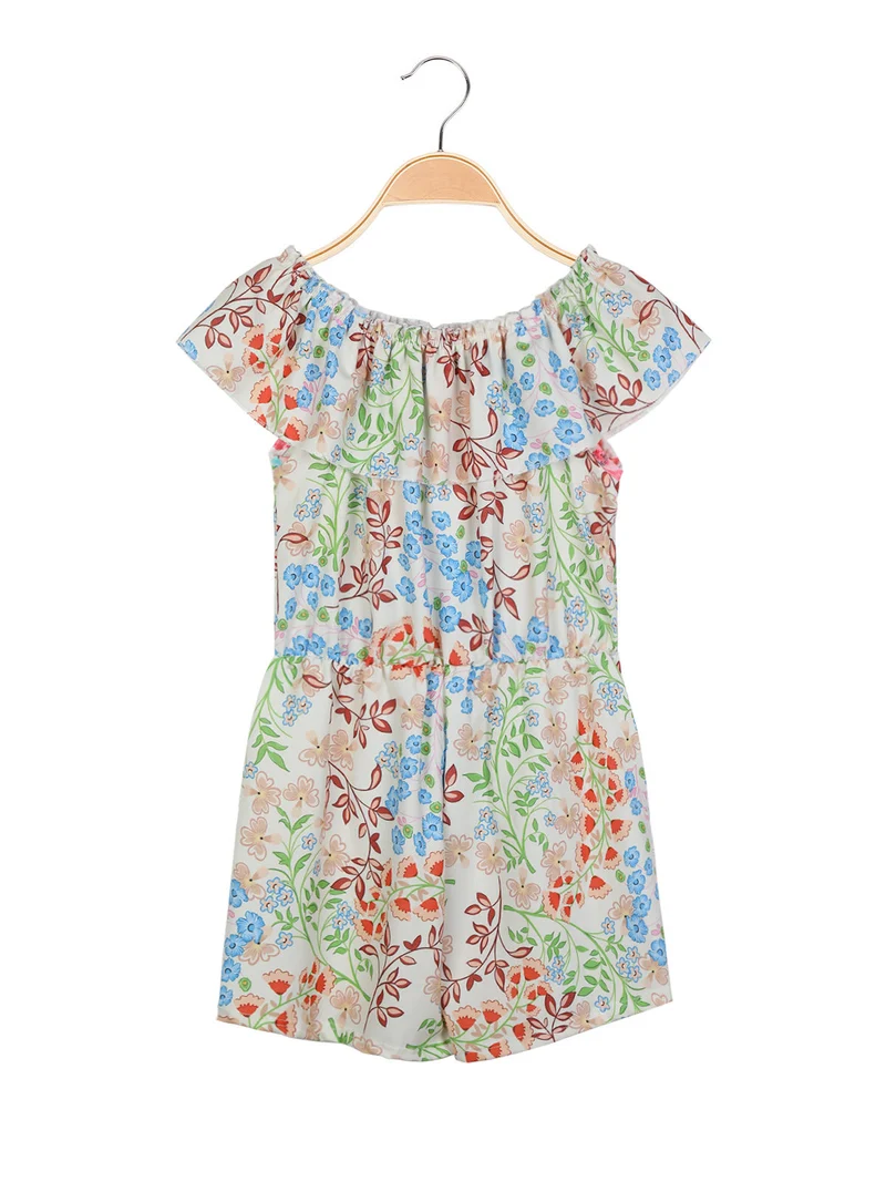 Tutina jumpsuit da bambina a fiori - verde
