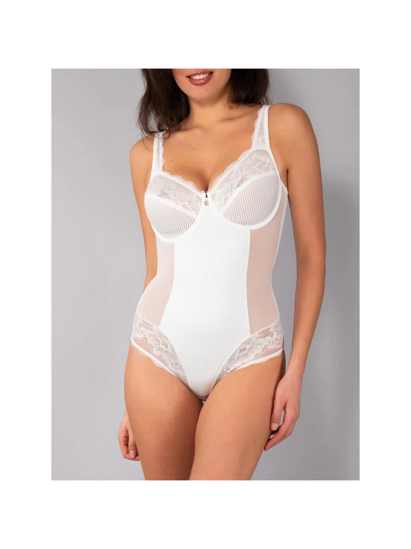 AR42 Body donna con pizzo coppa C con ferretto - panna