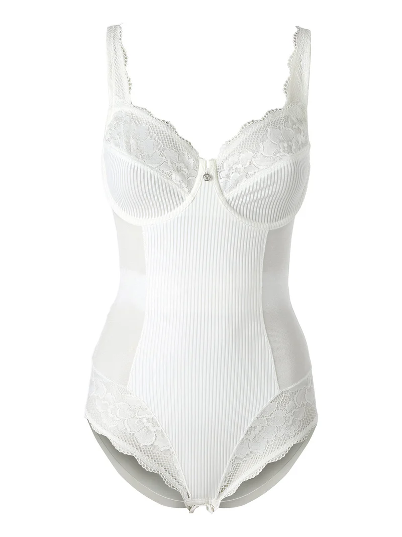 AR42 Body donna con pizzo coppa C con ferretto - panna