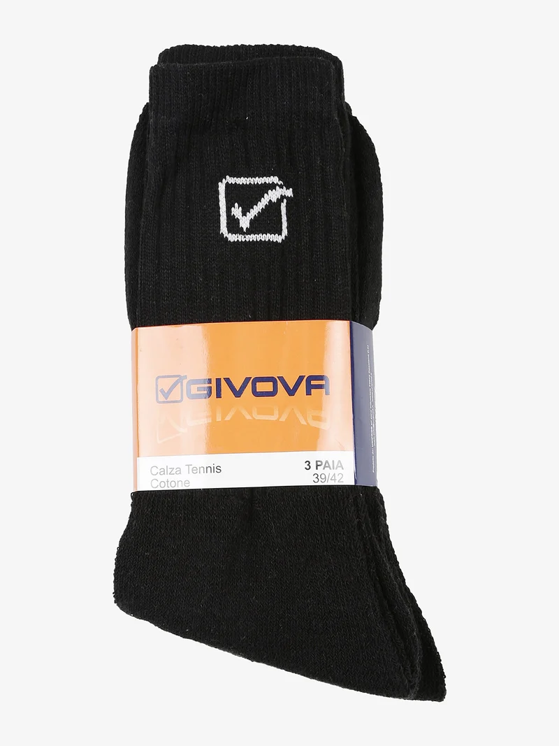 Calze tennis uomo 3 paia - nero