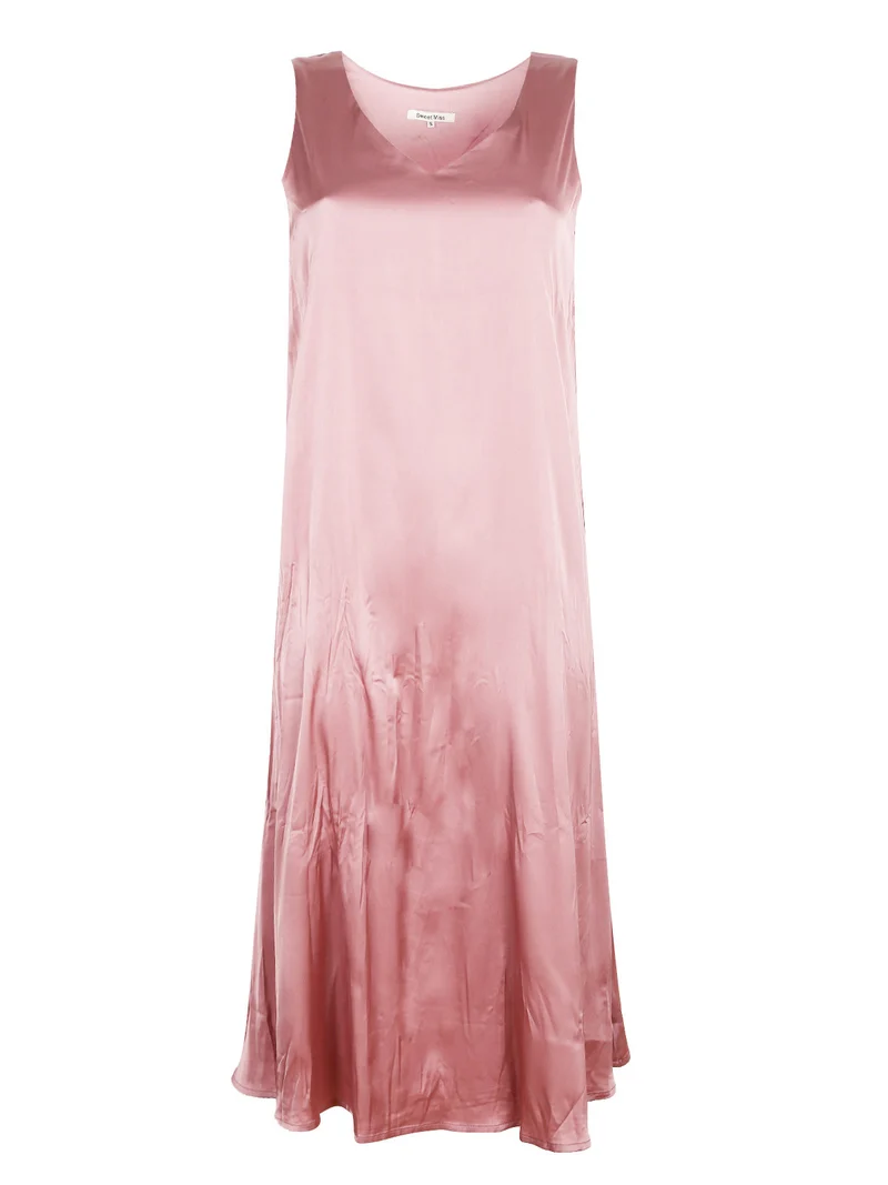 Vestito donna smanicato effetto seta - rosa