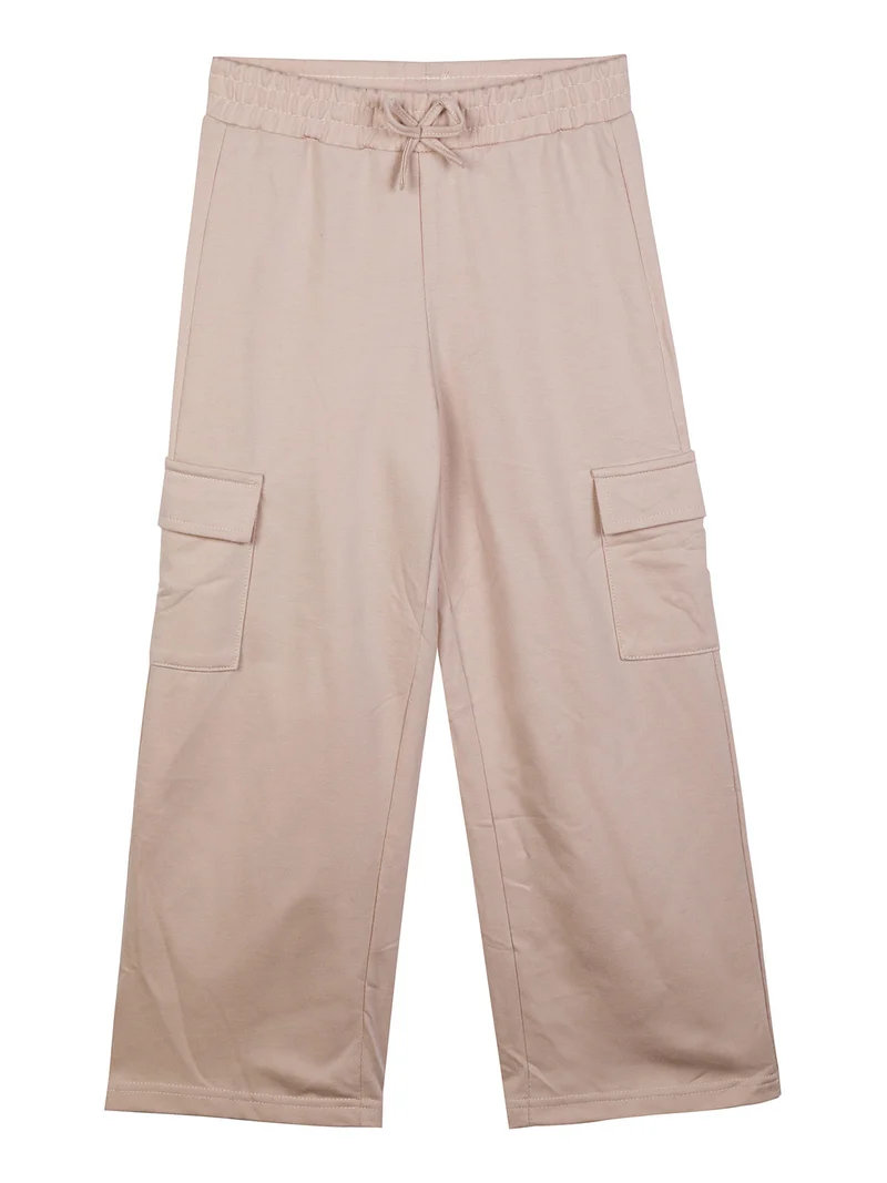 Pantaloni da bambina a gamba larga con tasconi - khaki