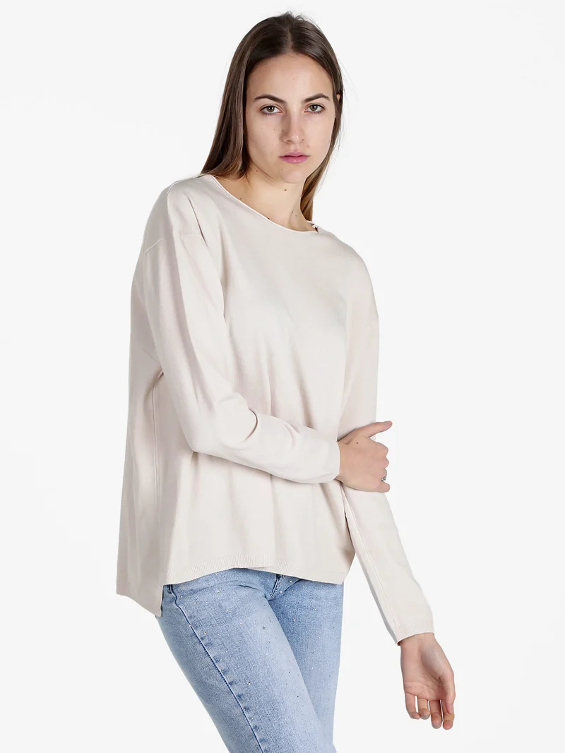 Pullover donna oversize in maglia - beige