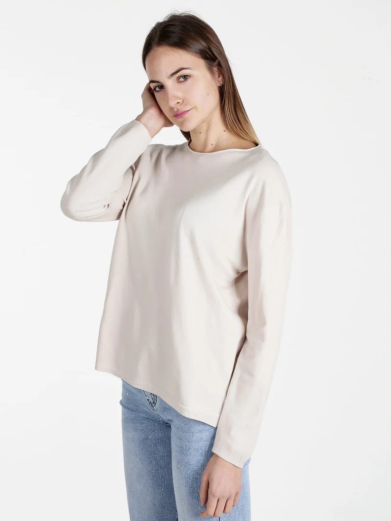 Pullover donna oversize in maglia - beige