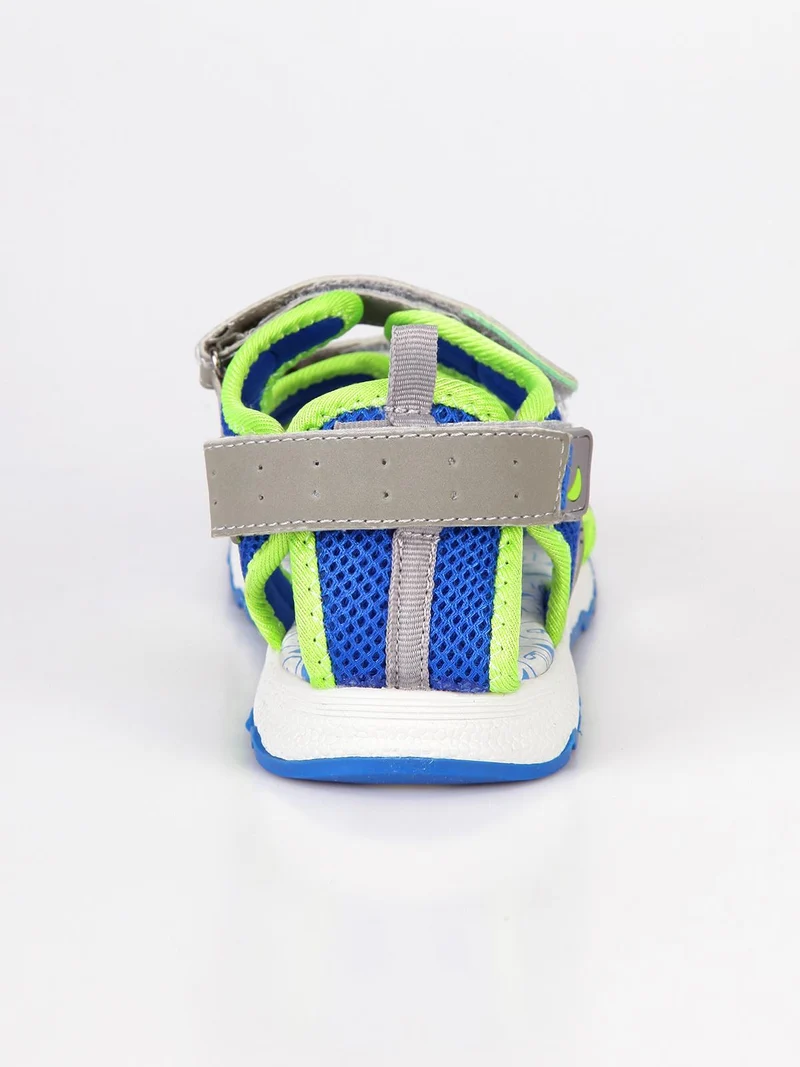 Sandali con strappi e scritta laterale - blu