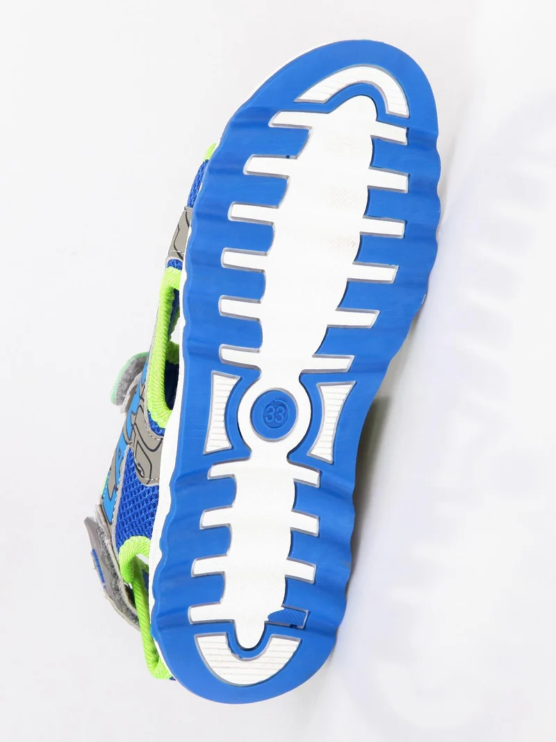Sandali con strappi e scritta laterale - blu