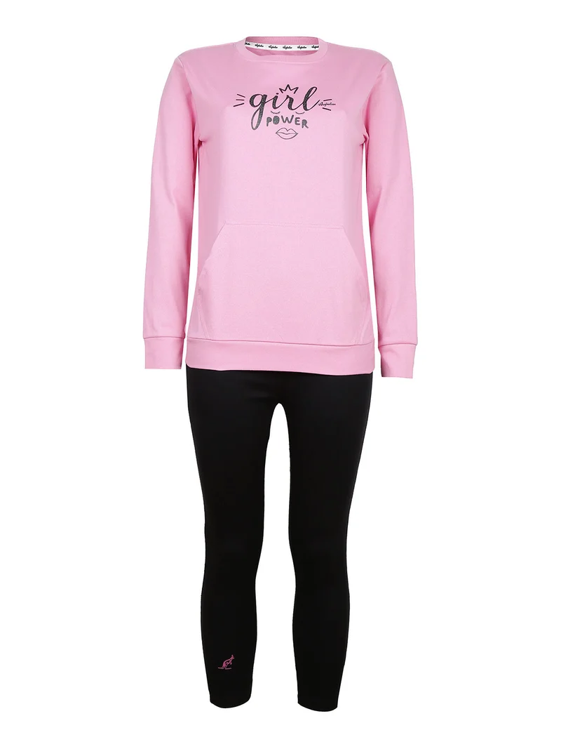 Pigiama lungo donna in caldo cotone - rosa