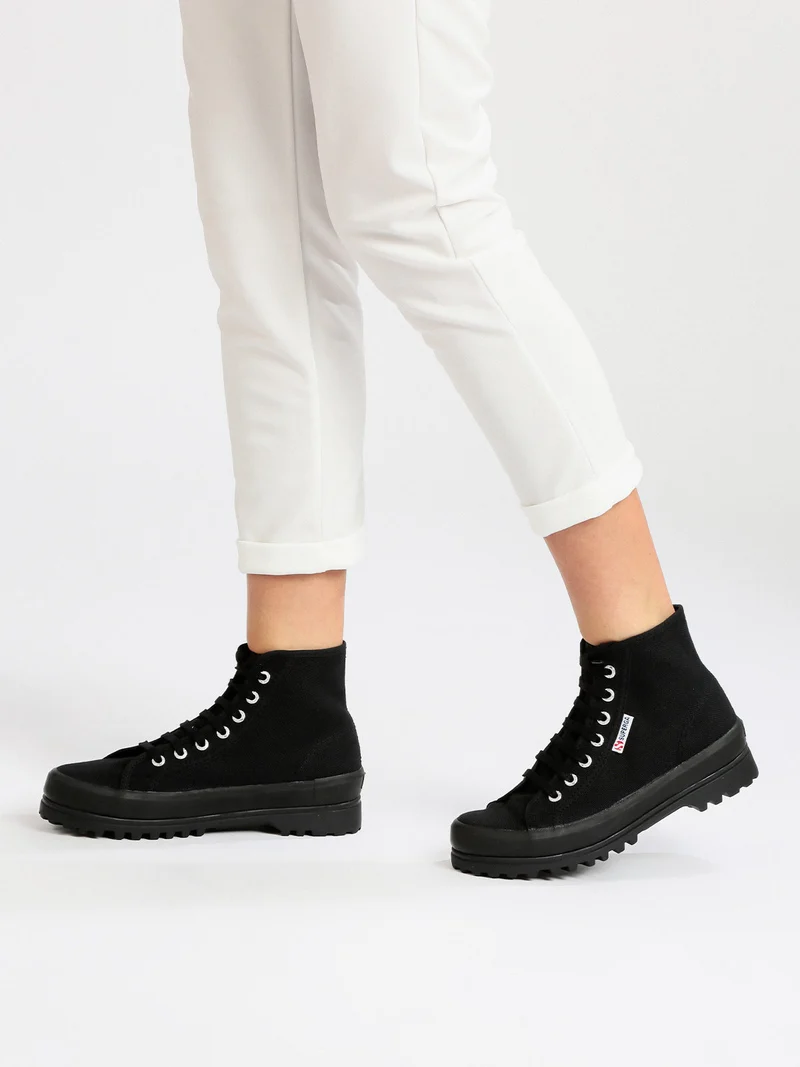 2341 ALPINA Sneakers alte donna in tela - nero