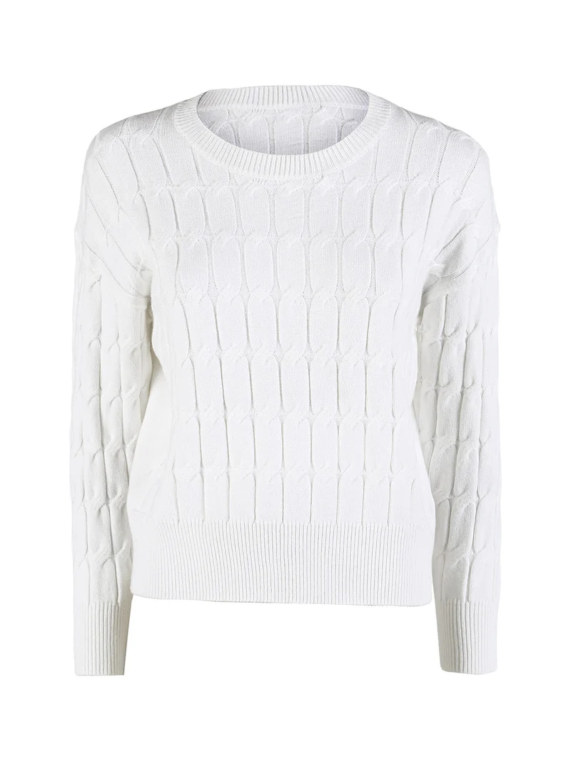 Maglione donna a trecce - bianco