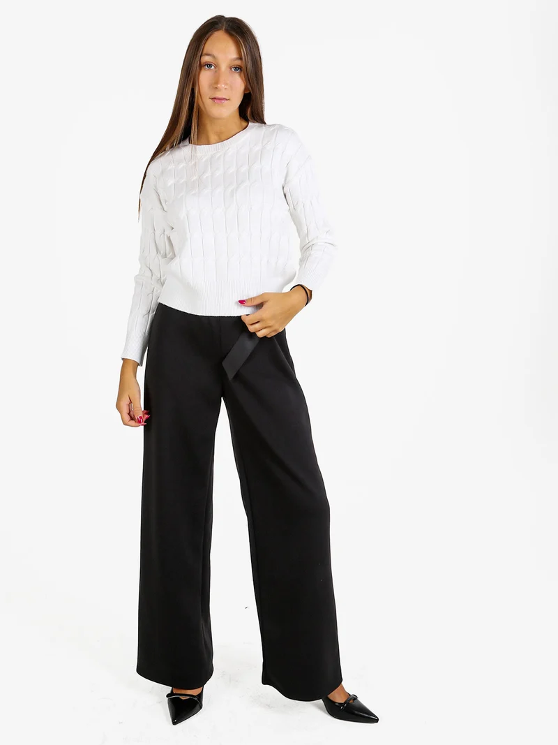 Maglione donna a trecce - bianco