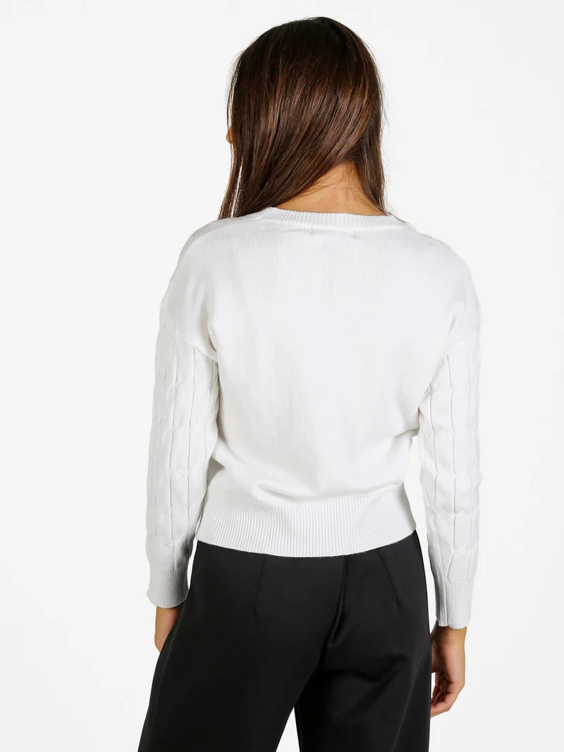 Maglione donna a trecce - bianco
