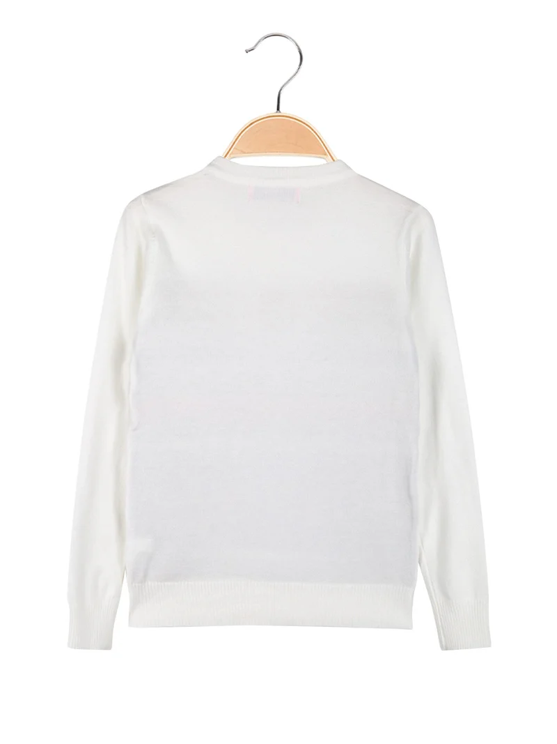 Maglione natalizio da bambina con renna - bianco