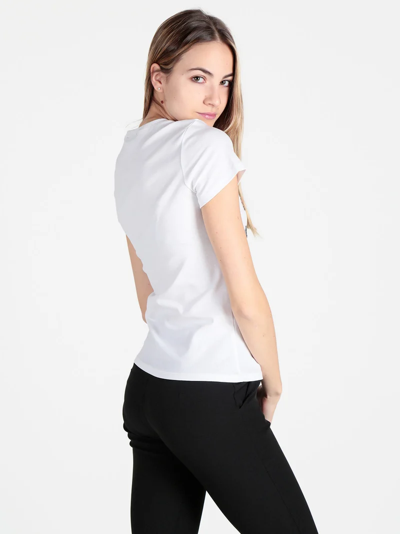 T-shirt donna in cotone con dettagli animalier - bianco