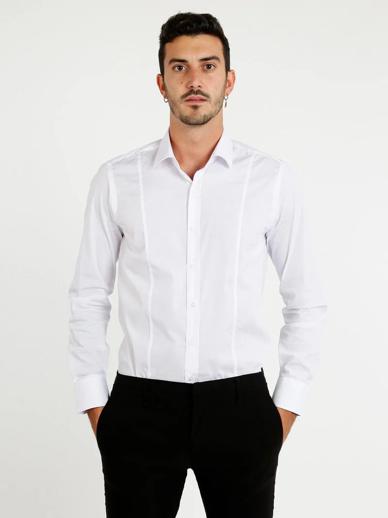 Camicia slim stretch da uomo - bianco