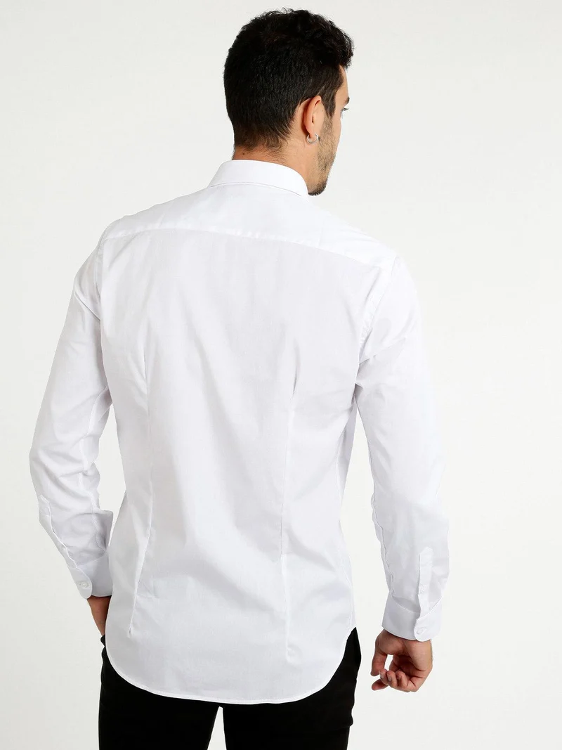 Camicia slim stretch da uomo - bianco