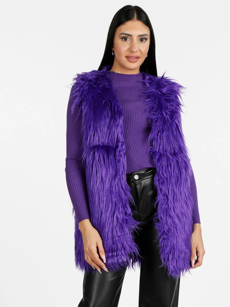 Gilet donna peloso - viola