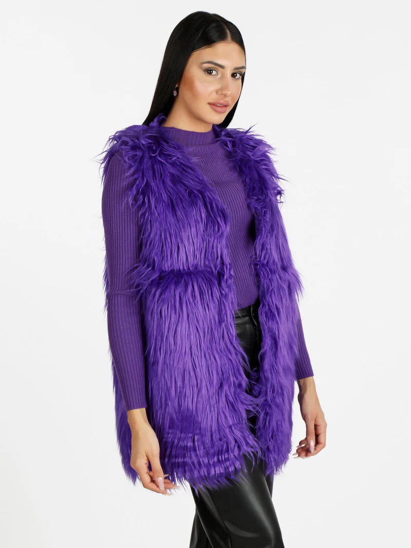 Gilet donna peloso - viola