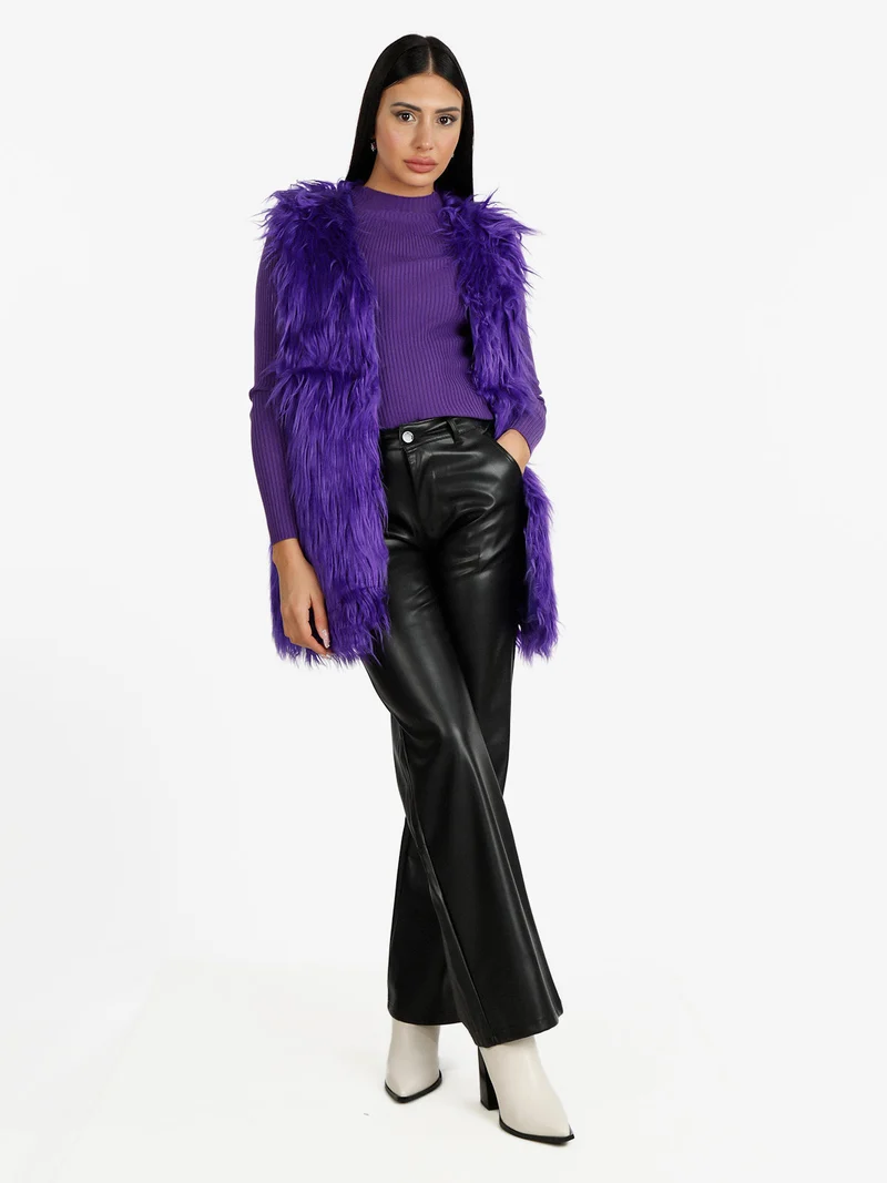 Gilet donna peloso - viola
