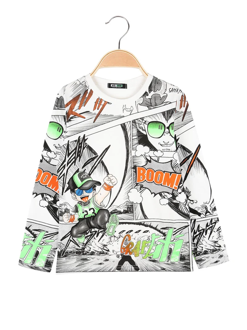 T-shirt manica lunga da bambino felpata - bianco