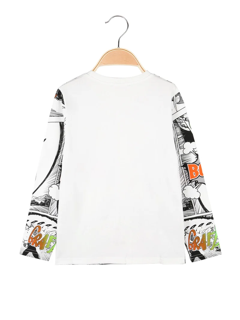 T-shirt manica lunga da bambino felpata - bianco