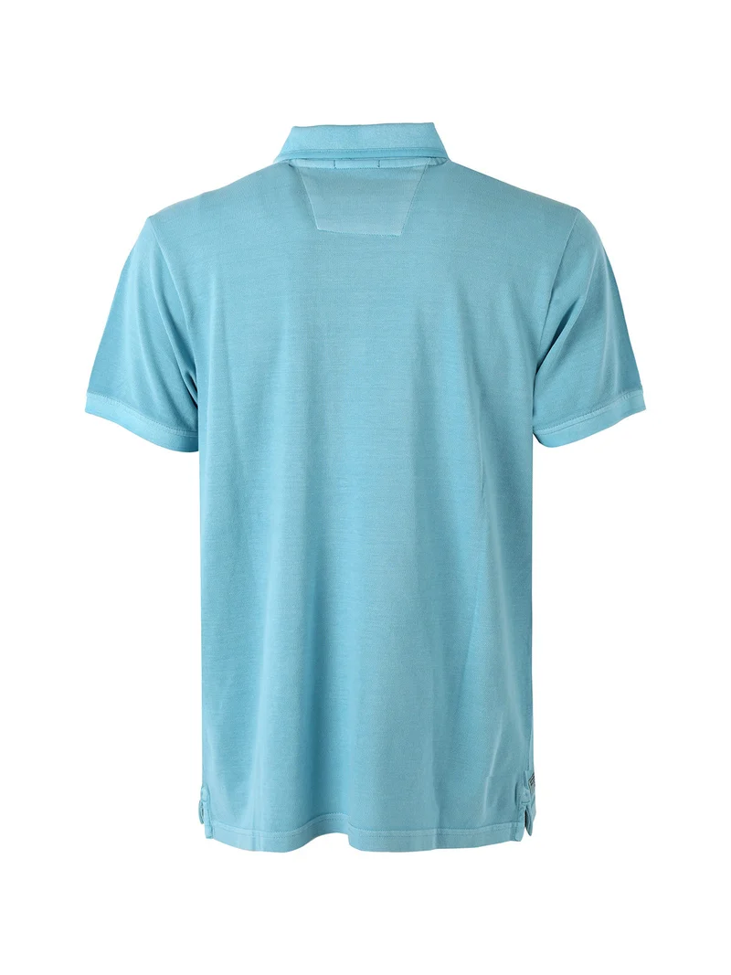 Polo da uomo in cotone a maniche corte con logo - turchese