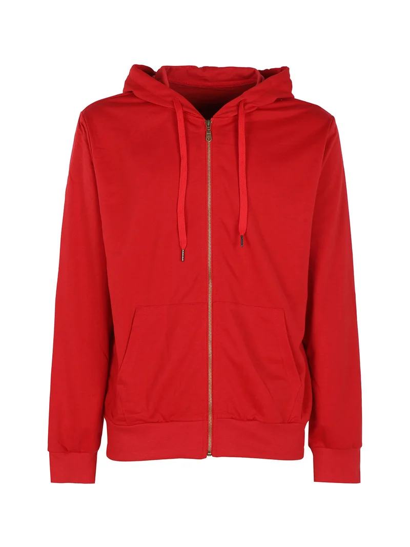 Felpa da uomo con cappuccio e zip - rosso