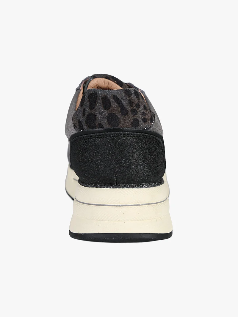 Sneakers donna in pelle scamosciata con platform - grigio