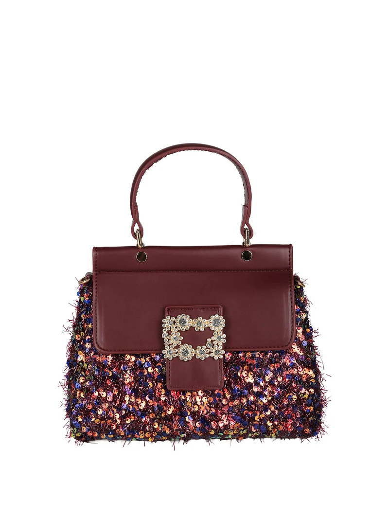 Borsa gioiello con paillettes e strass - bordeaux