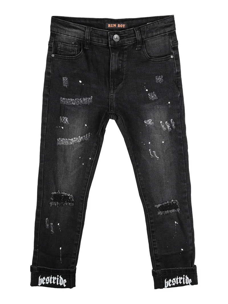 Jeans da bambino con strappi - nero