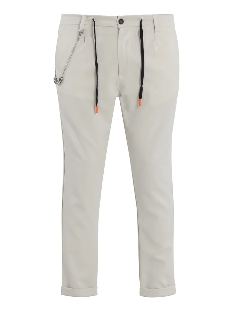 Pantaloni casual da uomo con catena - panna