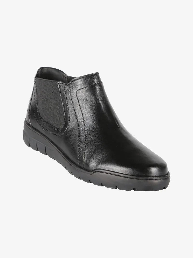 Stivaletti donna in pelle con zip - nero