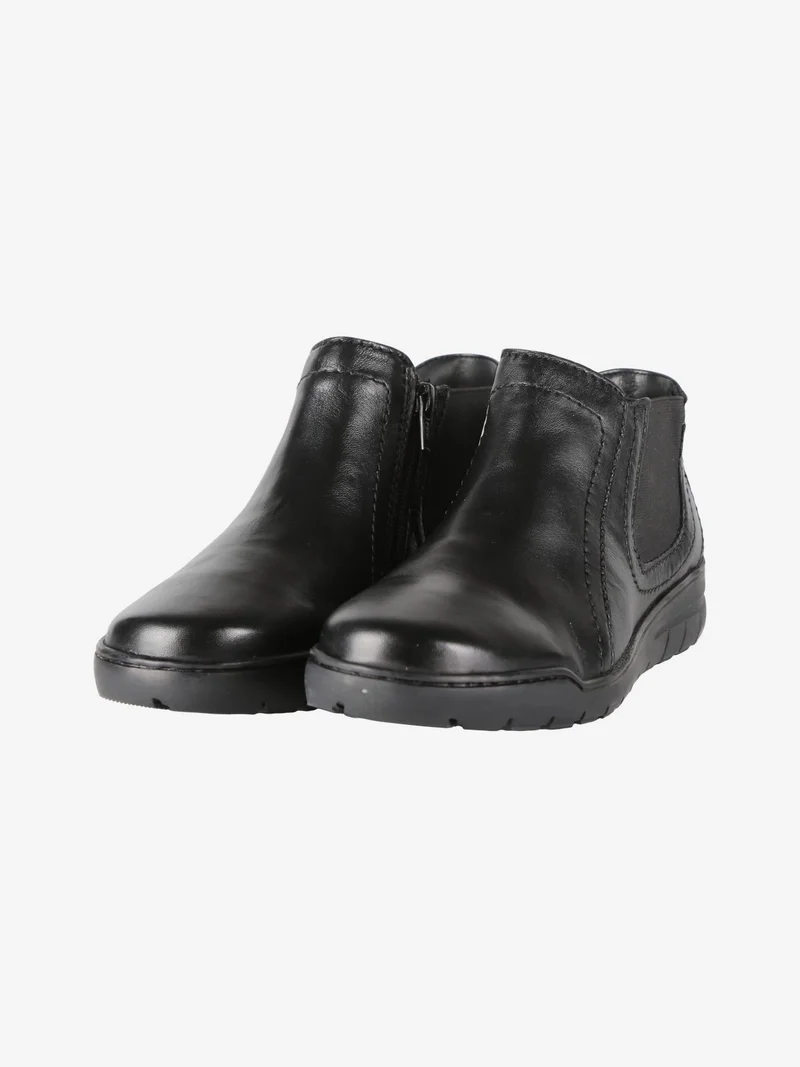 Stivaletti donna in pelle con zip - nero