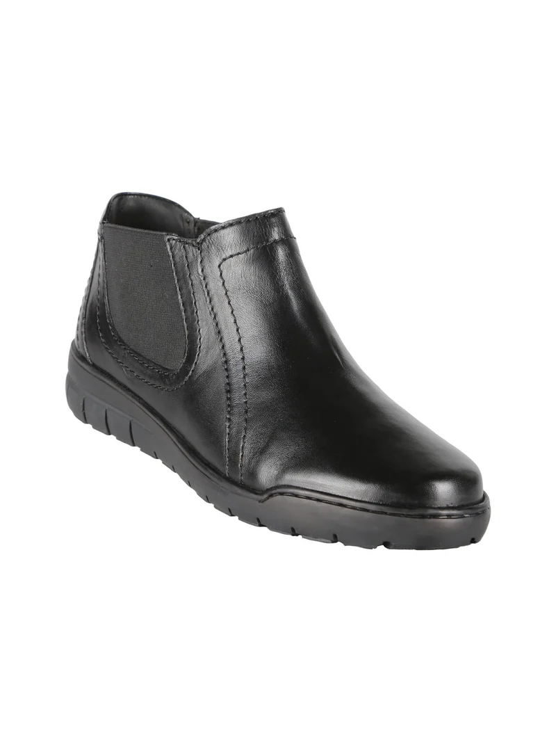 Stivaletti donna in pelle con zip - nero