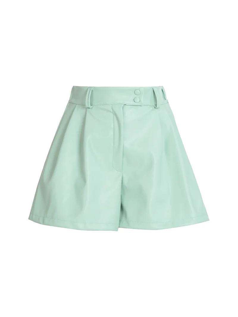 Shorts da donna in ecopelle - acqua marina