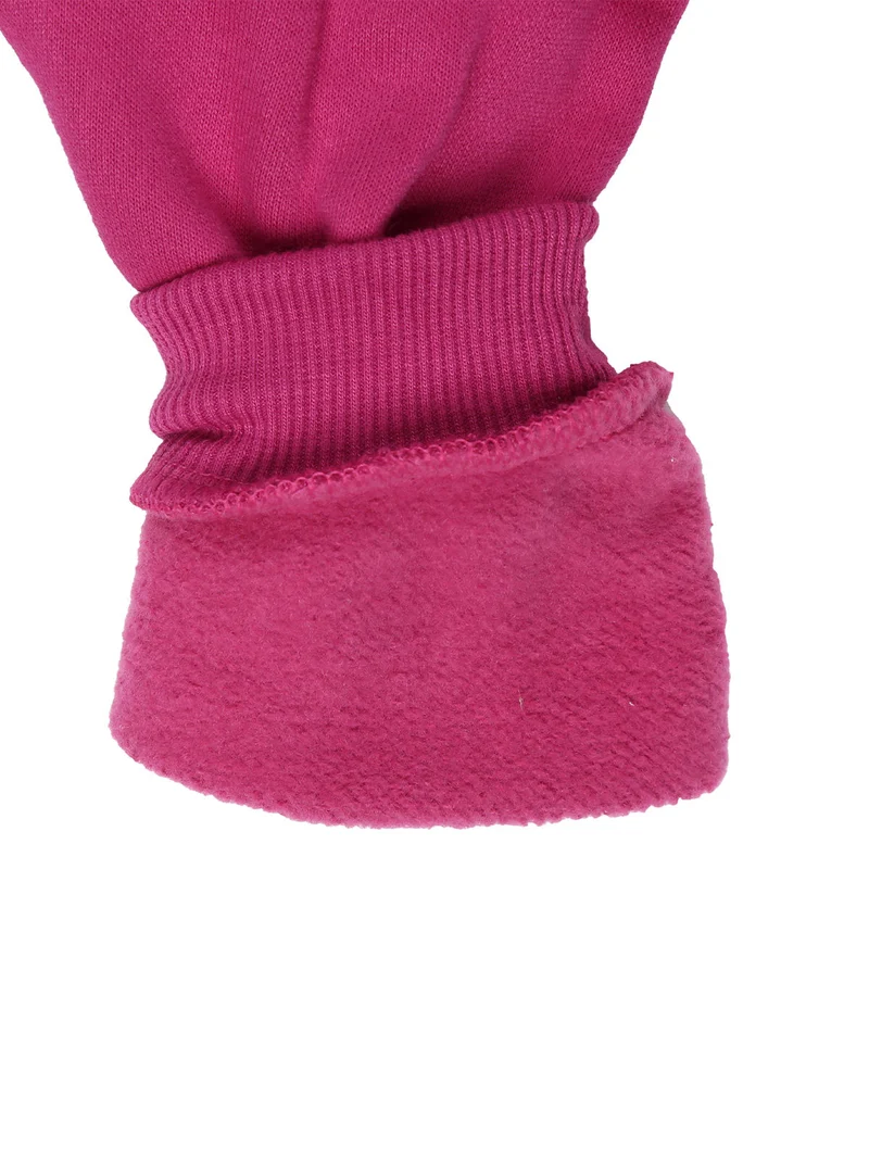 Completo 3 pezzi da neonata con cappuccio e zip - fucsia