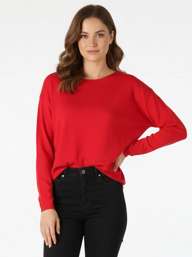 Pullover donna oversize in maglia - rosso