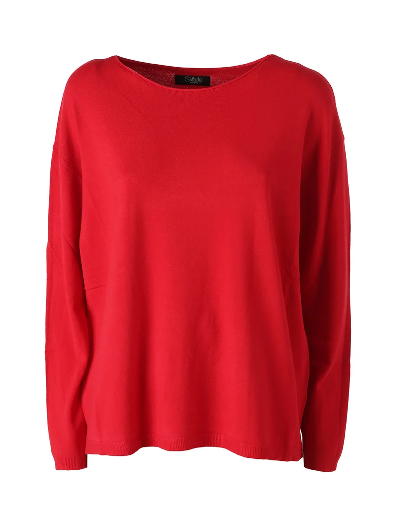 Pullover donna oversize in maglia - rosso